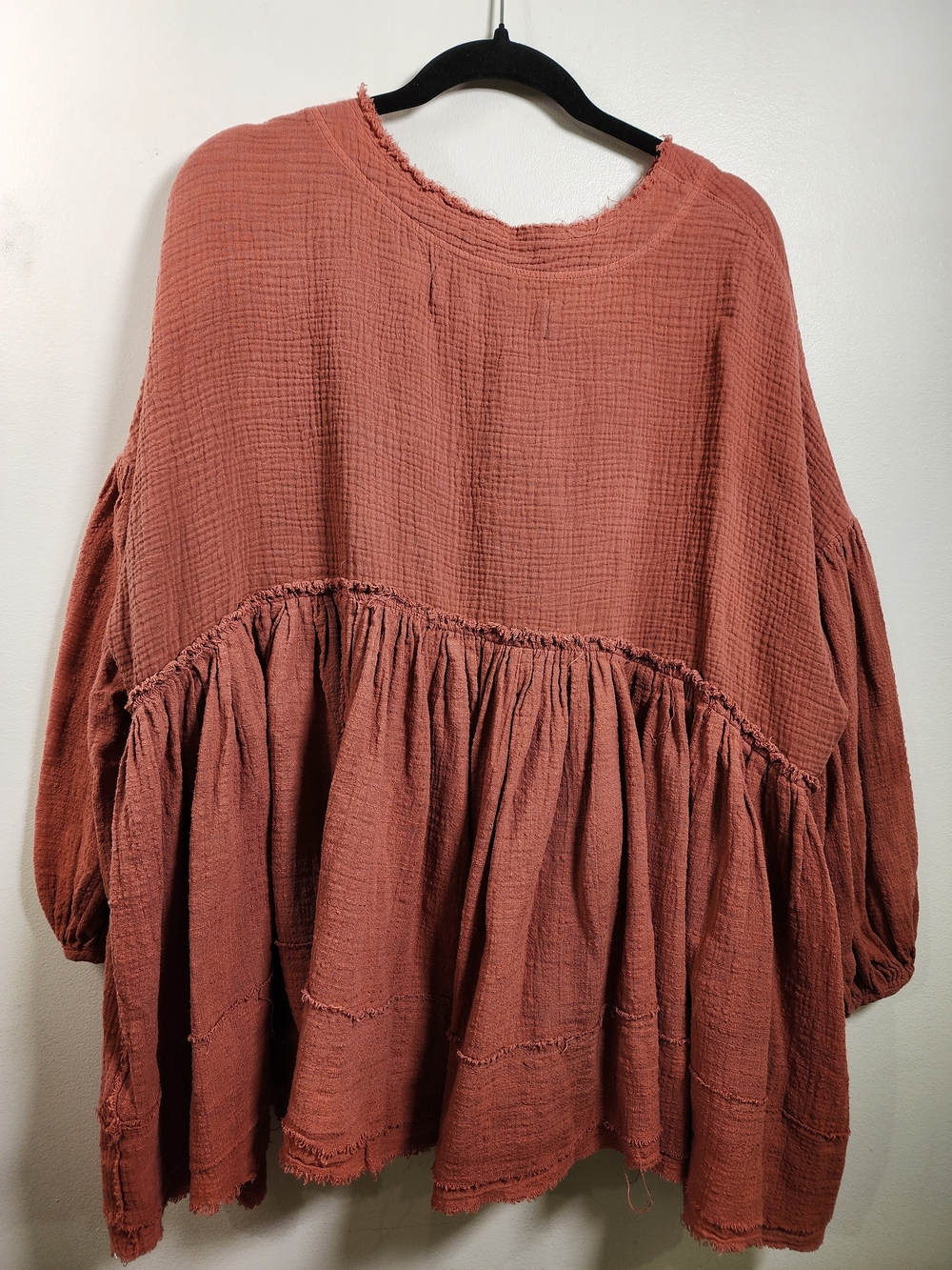 Free People Terracotta Ruffle Peplum Tunic - OVERSIZED - Picture 5 of 6